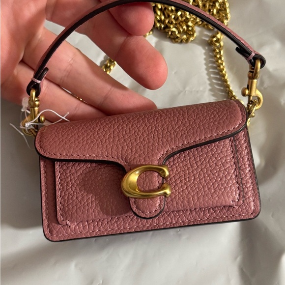 Coach Peony Tabby 9 Mini Bag Charm with Gold Chain - Picture 3 of 8